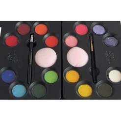 Ansigtsfarve - Palette m. 16 farver og idéer| Halloween|Fastelavn
