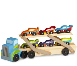 Melissa & Doug Biltransporter - Mega m. 6 racer biler| Legebiler|Dukkehus & Legesæt