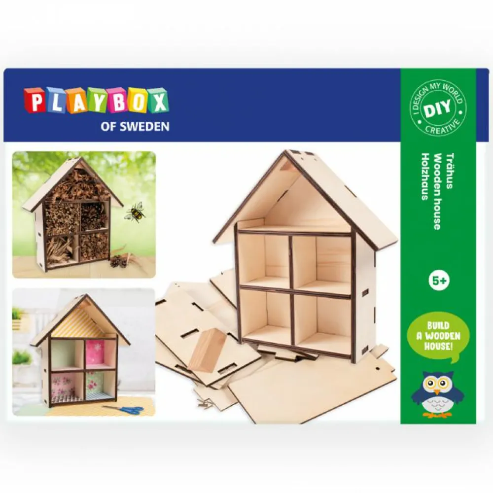 Playbox Byg & Mal - Træhus| Byggesæt|Tegne- & Malegrej