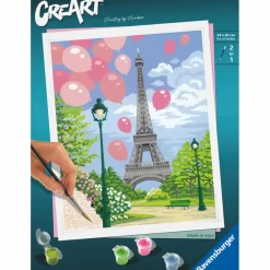 CreArt Paint by Numbers - Forår i Paris| Voksenværk|Krea-Fitness