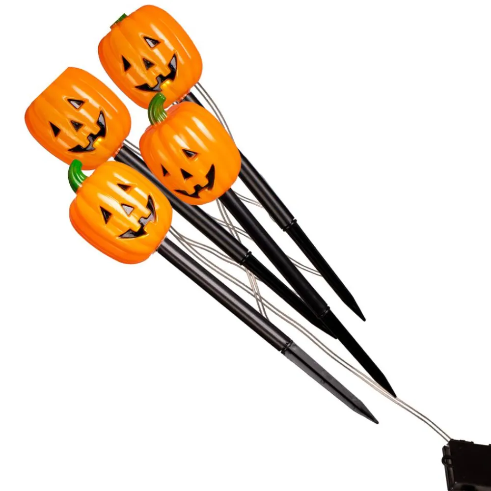 Dekorationsspyd med lys - Græskar, 4 stk| Halloween