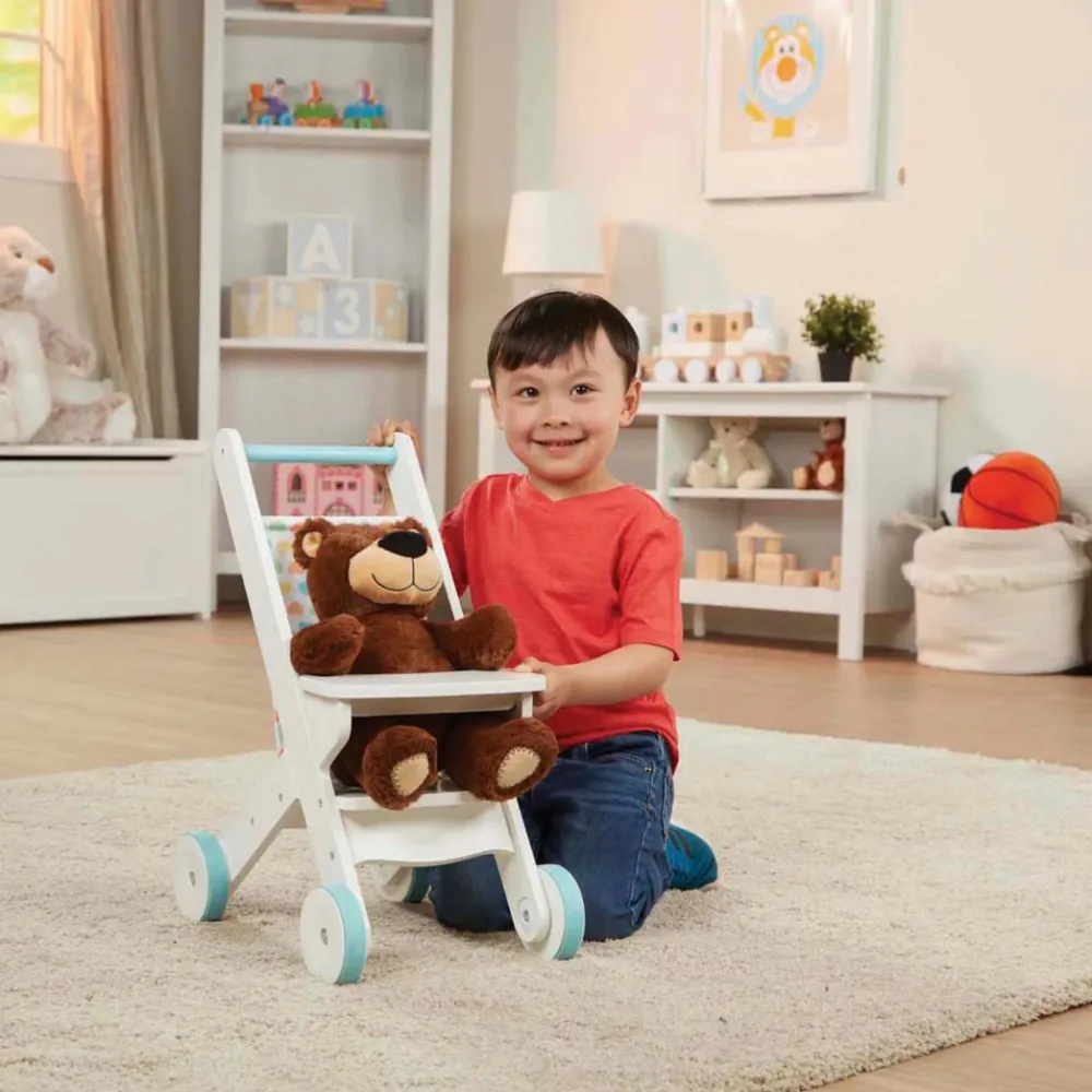 Melissa & Doug Dukkeklapvogn af træ| Dukkevogn|Dukker