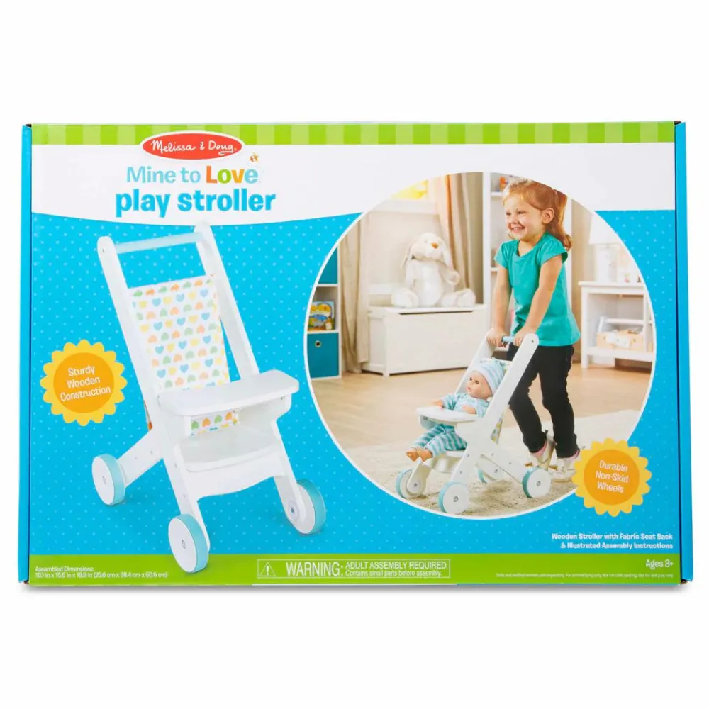 Melissa & Doug Dukkeklapvogn af træ| Dukkevogn|Dukker