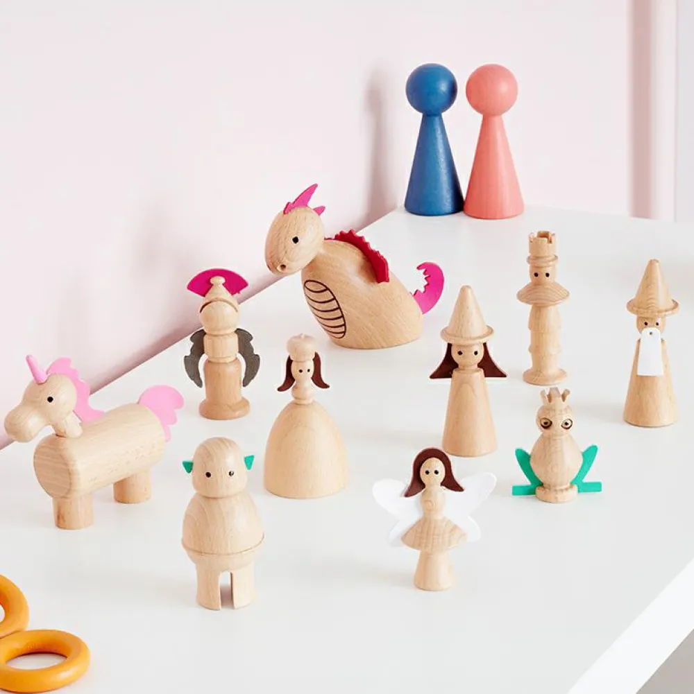 tickit® Eventyrkarakterer - Træfigurer, 10 stk| Trælegetøj|Dyrefigurer