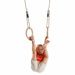 Gymnastikringe i træ - PP-reb - Ø14,5 cm| Gynger