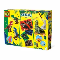 SES Creative 3-i-1 kreativitetssæt - Dinosaurer| Økologisk Eller Bæredygtig|Kreativ Leg