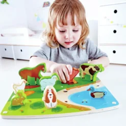 Hape 2-i-1 puslespil og legebræt - Bondegårdsdyr| Puslespil|Tumlinge Legetøj