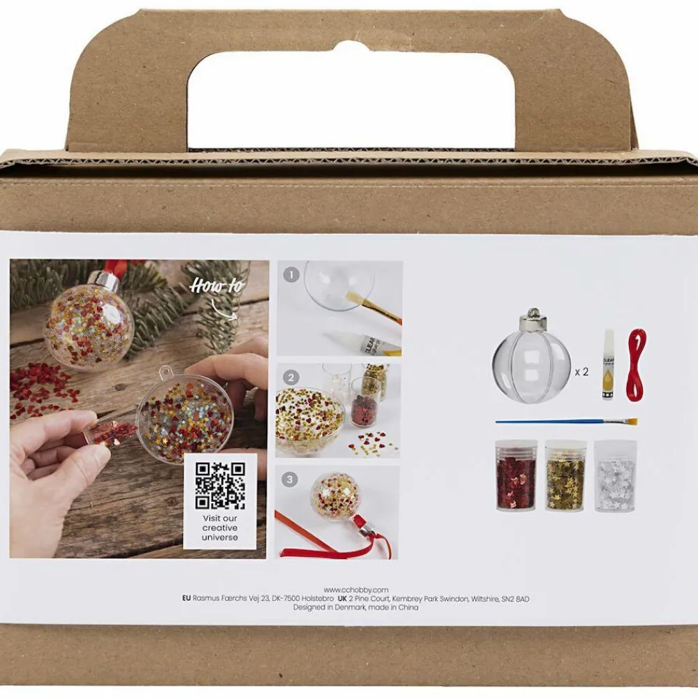 Creativ Company Lav julekugler m. pailletter, 2 stk| Jul