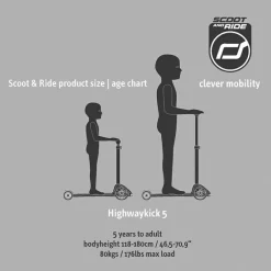 Scoot & Ride Løbehjul - Highwaykick 5 m. LED, Ash| Løbehjul