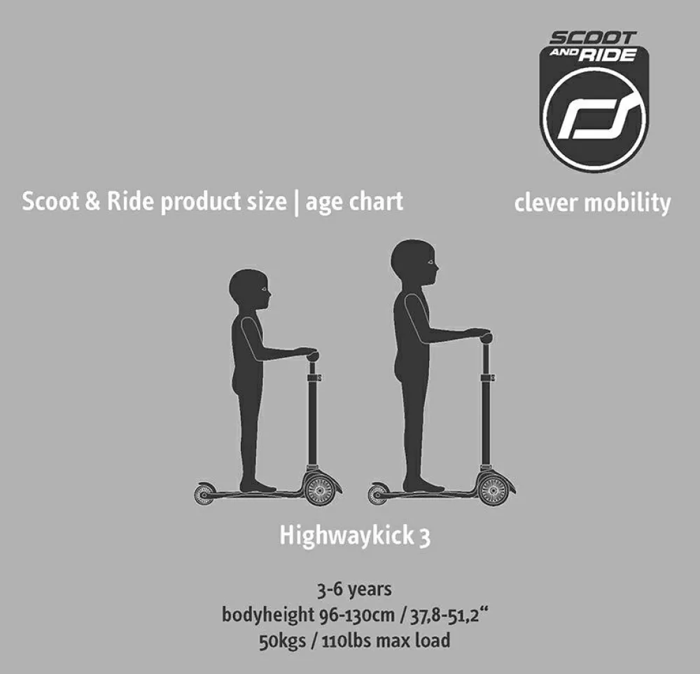Scoot & Ride Løbehjul - Highwaykick 3 m. LED, Lemon| Løbehjul