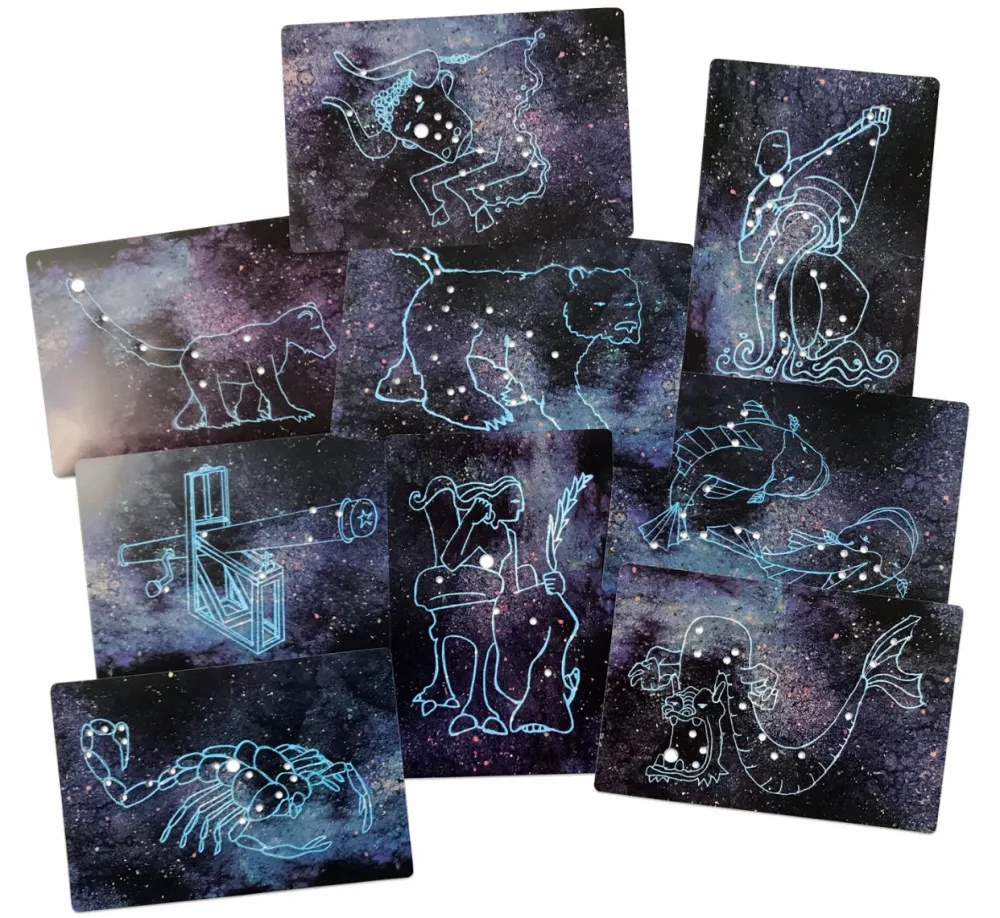 Lær stjernebilleder - Plakat + kort, 54 stk| Lysborde|Astronomi