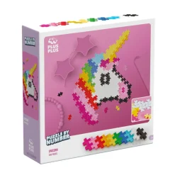 Plus-Plus - Puzzle By Number, Enhjørning 250 stk| Legetøj Til Ferien|Puslespil