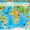 educa Puslespil m. 150 brikker - Verdenskort m. dyr| Puslespil