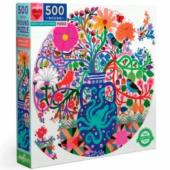 eeBoo Puslespil med 500 brikker - Birds & flowers| Økologisk Eller Bæredygtig|Puslespil