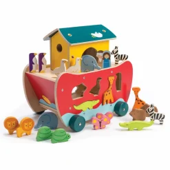 Tender Leaf Puttekasse - Noahs Ark, inkl. 10 dyrepar| Trælegetøj|Sorterings- & Stablelegetøj