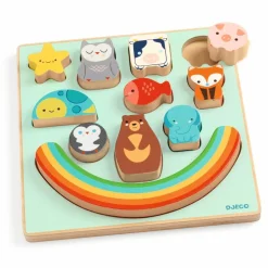 Djeco Puzz & Boom Rainbow - 2-i-1 balancespil| Puslespil|Tumlinge Legetøj