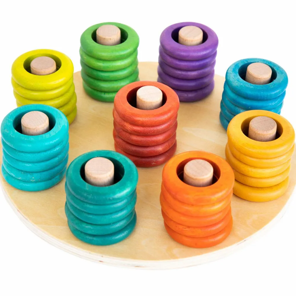 Regnbuebræt med ringe| Trælegetøj|Montessori
