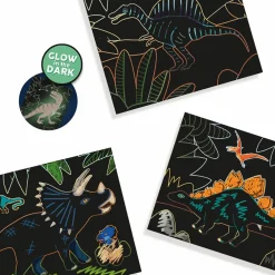 SES Creative Scratch kort - Glow in the dark dinosaurer| Dinosaur Legetøj|Tegne- & Malegrej