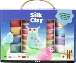 Creativ Company Silk Clay i gaveæske, 28 bøtter + værktøj| Påske|Kreativ Leg