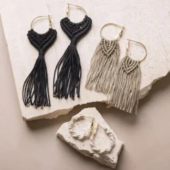 Creativ Company Smykkekit - Macramé øreringe, 3 par| Voksenværk|Lav Selv Smykker