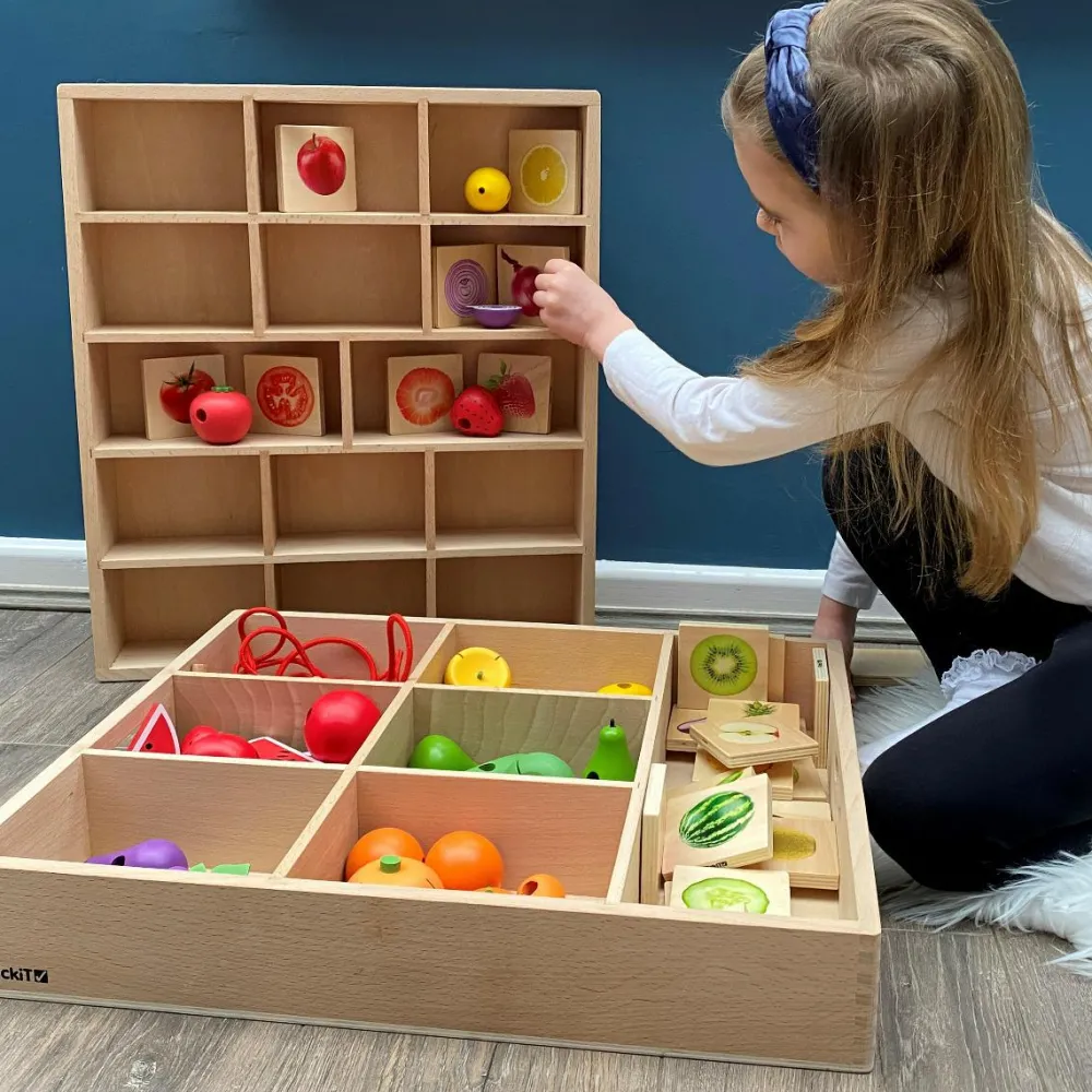 tickit® Sorteringsbakke af træ, 7 rum| Trælegetøj|Montessori