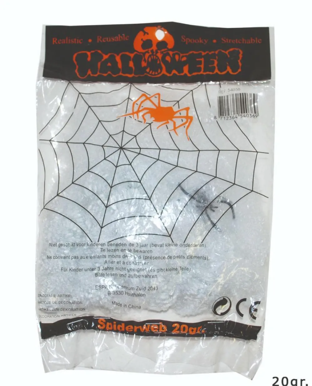Spindelvæv m. edderkop, 20 gram| Halloween