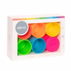 Dëna Stablekopper i silikone - Neon, 6 stk| Tumlinge Legetøj|Sorterings- & Stablelegetøj