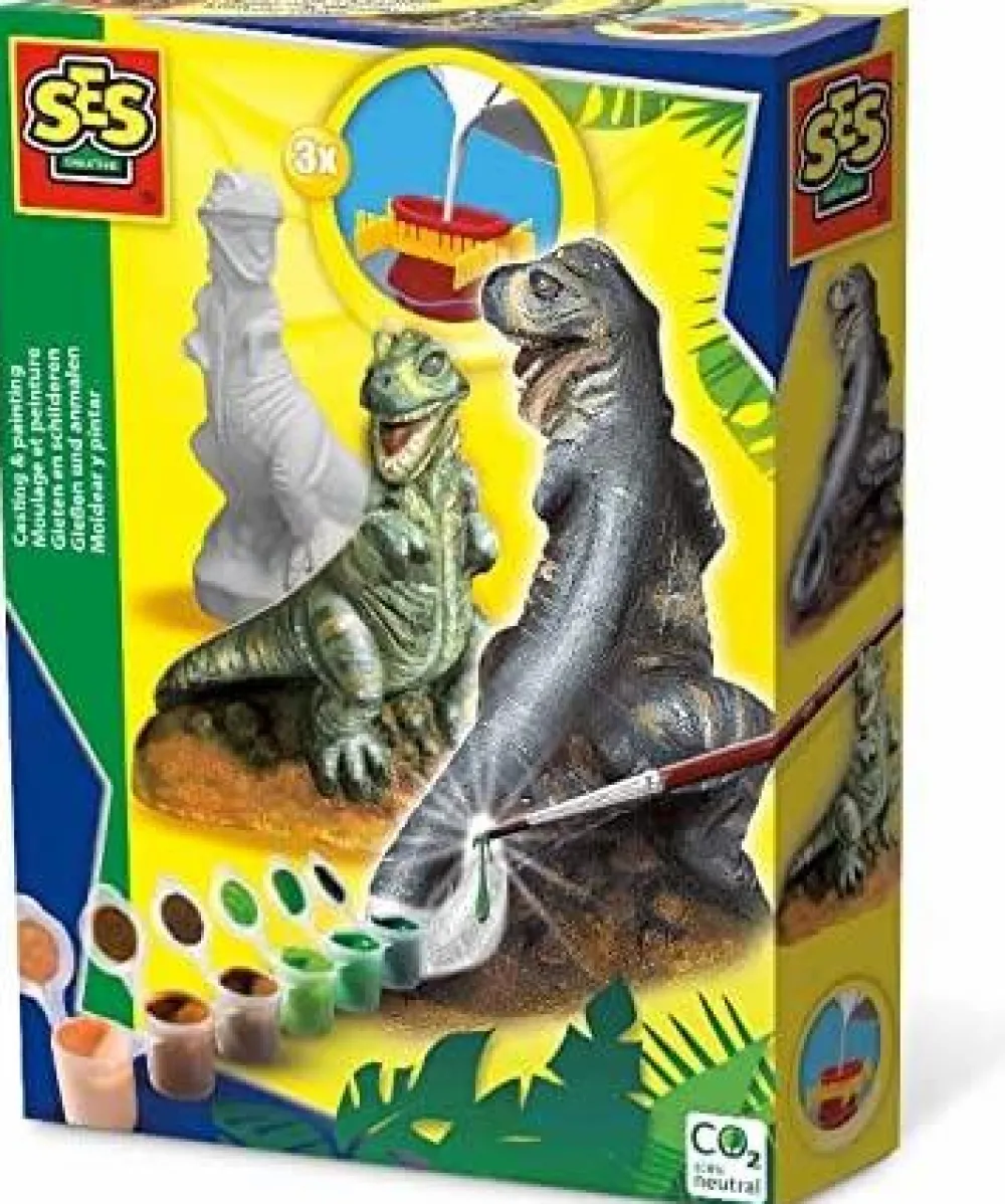 SES Creative Støb & mal - T-Rex| Krea-Fitness|Dinosaur Legetøj