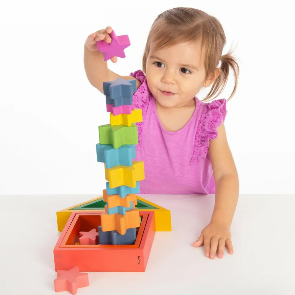 tickit® Stjerner af træ - Regnbue, 21 stk| Trælegetøj|Montessori