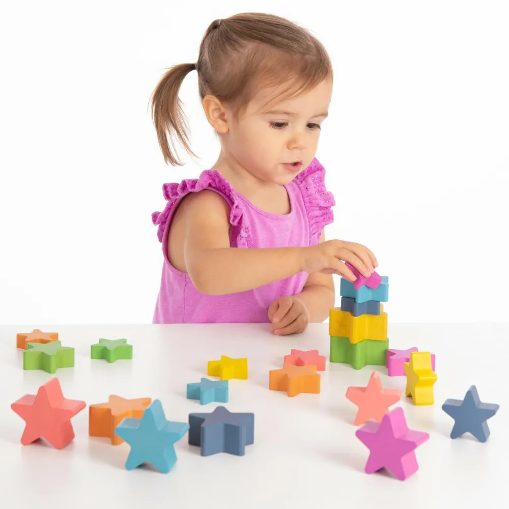 tickit® Stjerner af træ - Regnbue, 21 stk| Trælegetøj|Montessori