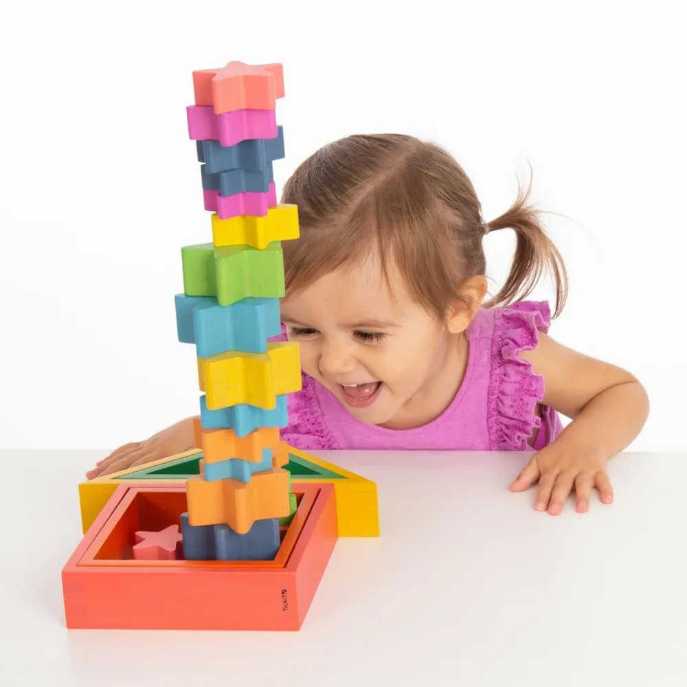 tickit® Stjerner af træ - Regnbue, 21 stk| Trælegetøj|Montessori
