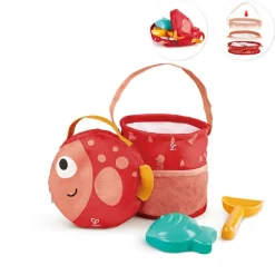 Hape Strandsæt m. taske + pop up spand, 4 dele| Strand- & Sandlegetøj|Tumlinge Legetøj