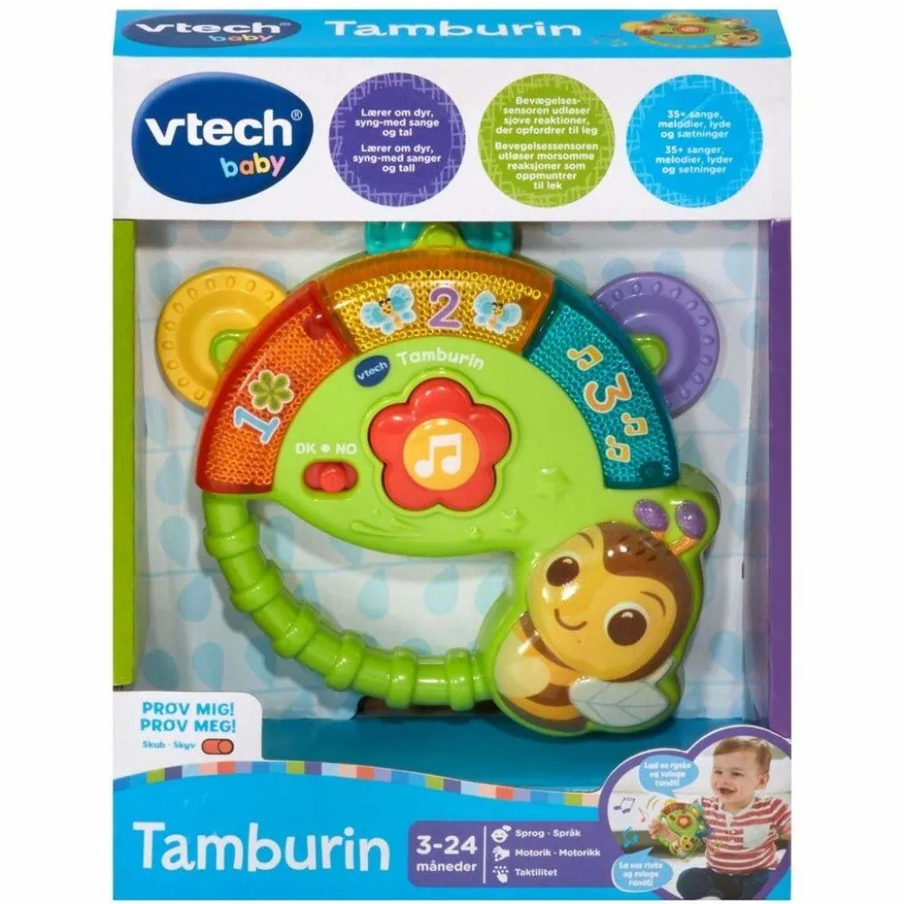 vtech Tamburin med lyd og lys| Interaktivt Legetøj|Rangler