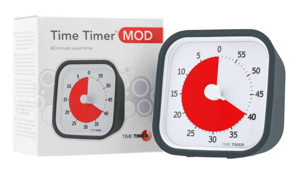 Time Timer MOD Mørkegrå - 1 time|Børn Hjælpemidler|Til Børneværelset