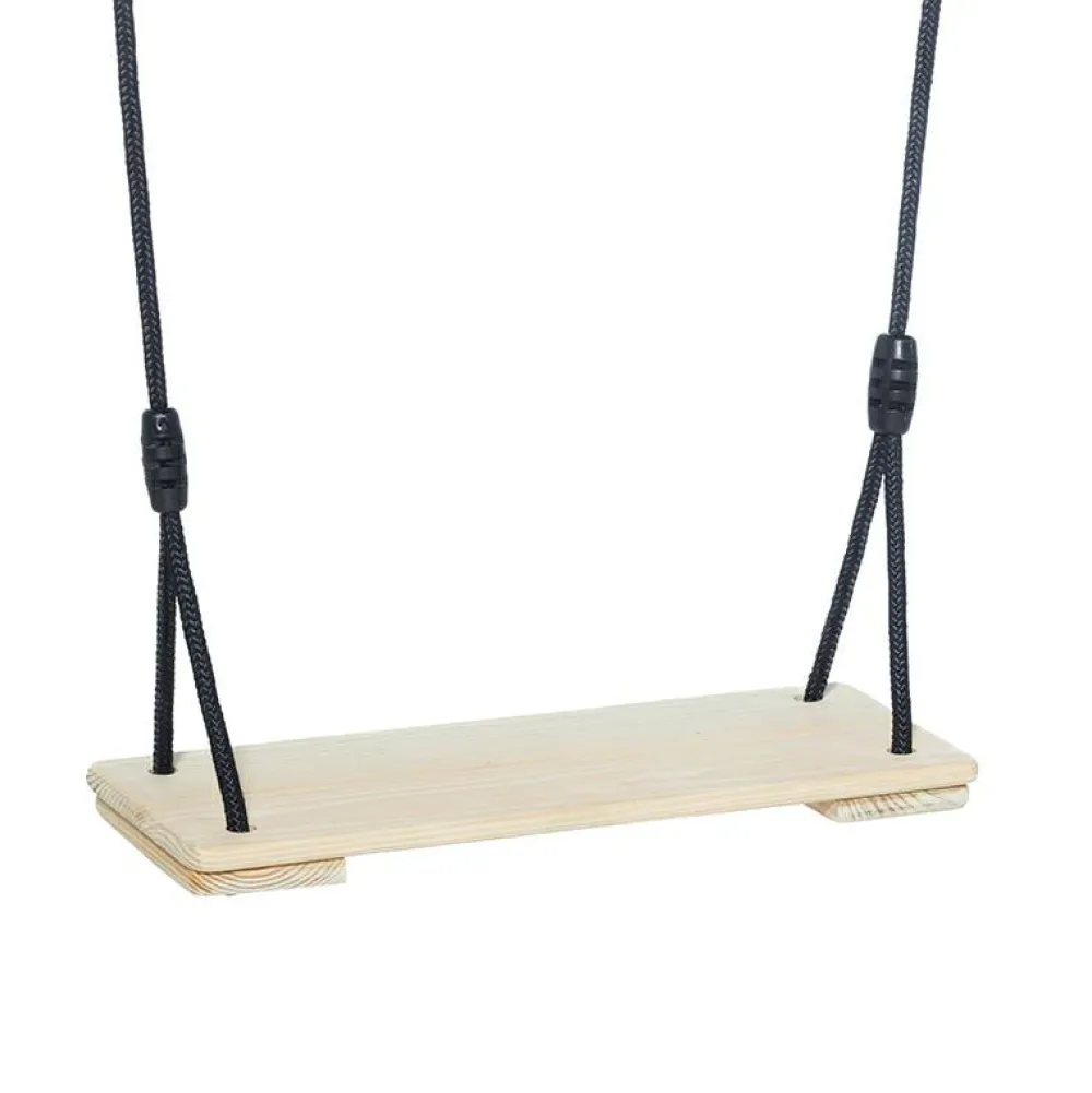 DICE Trægynge 44 x 17,5 cm - 6 meter (sort reb)| Gynger