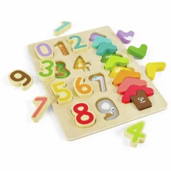 Hape Træpuslespil m. 20 brikker - Farver & tal| Trælegetøj|Matematik & Leg